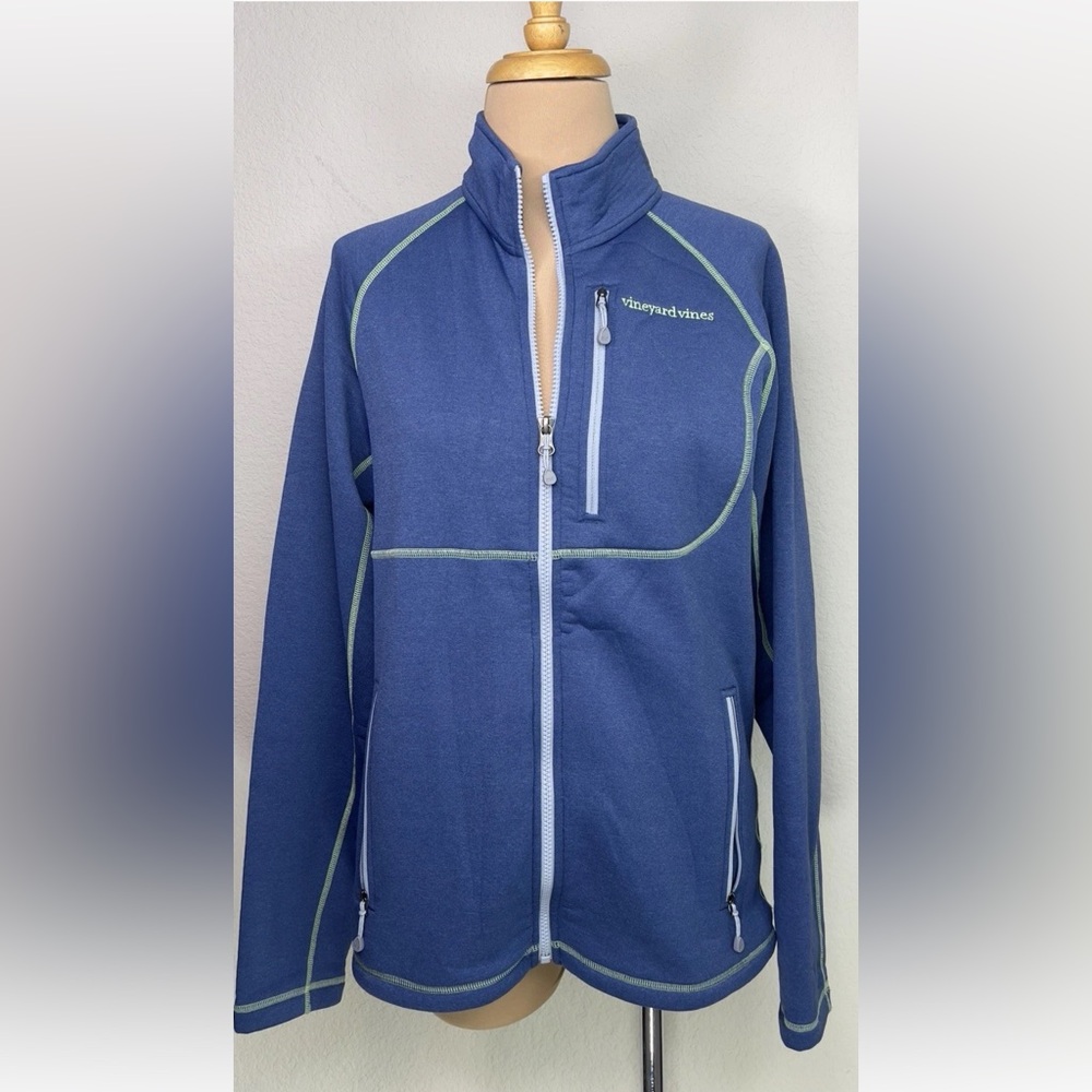 Vineyard Vines Blue Zip Front Mock Neck Fleece Jacket Women's S
